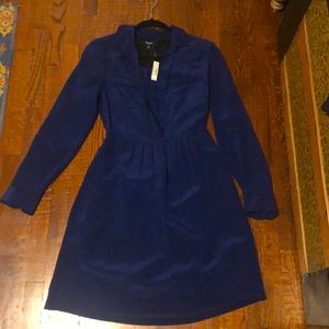 Madewell, blue long sleeved dress, size 2.